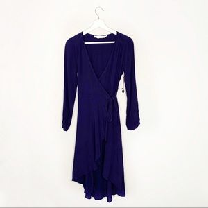 ASTR The Label Navy Blue Wrap Dress